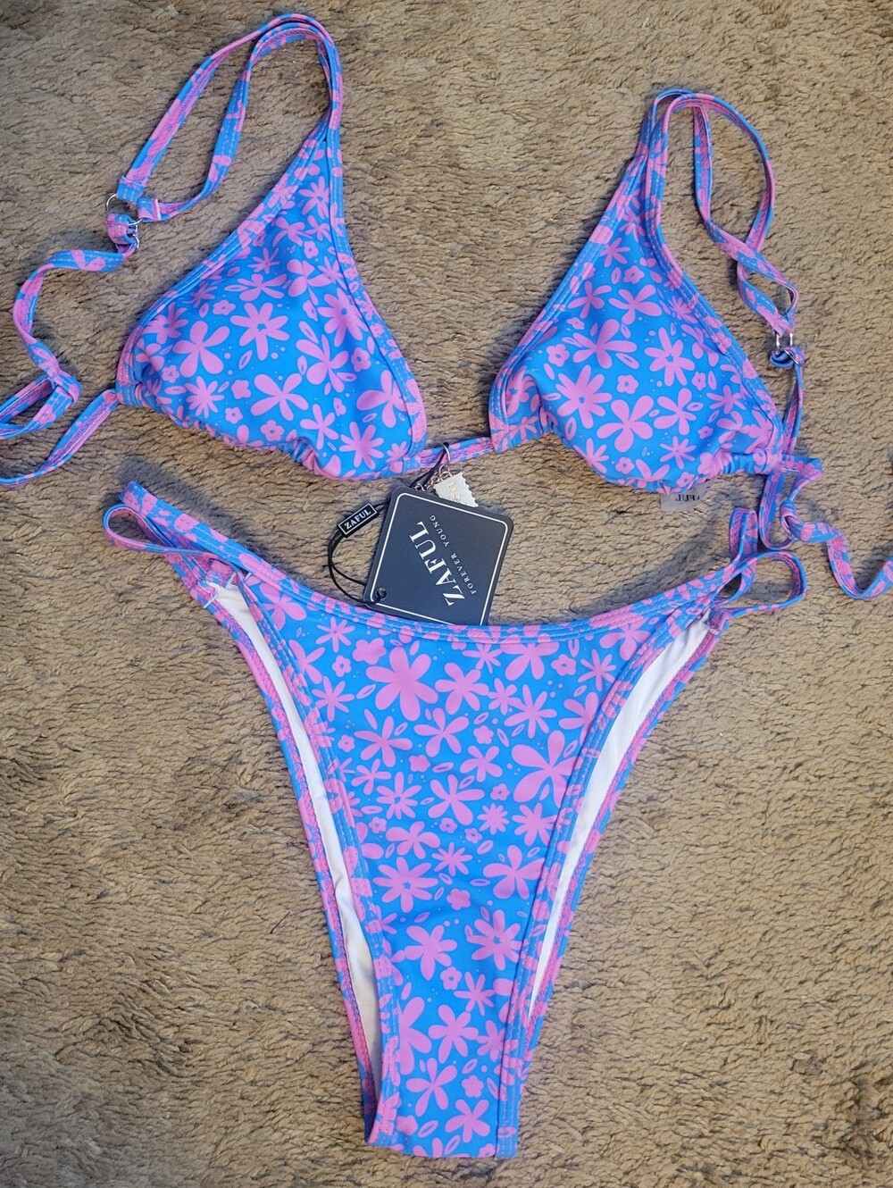 ZAFUL Women's Blue & Pink Floral Bikini Set
